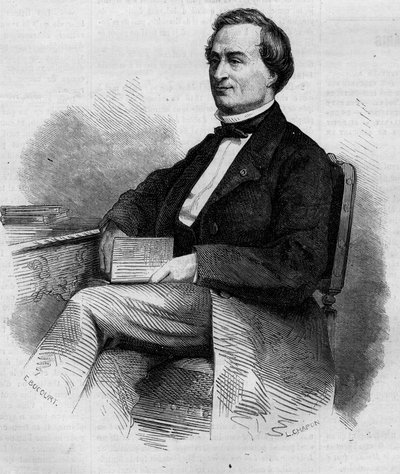 Portret Louisa Bernarda Bonjeana (1804-1871), francuskiego sędziego i senatora. Grawer w „”Le Monde Illustré””n° 309 z 14 marca 1863 r. autorstwa French School