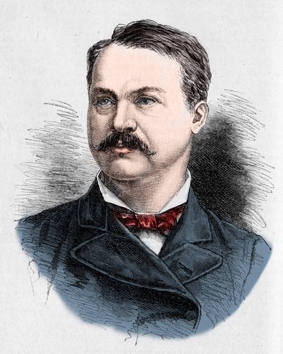 Portret Louisa Honore (Louis Honore) Frechette (1839-1908), kanadyjskiego poety i dramaturga. Grawerunek Charlesa Georgesa w „”Le Monde Illustré””n°1328 z 9 września 1882 r. autorstwa French School