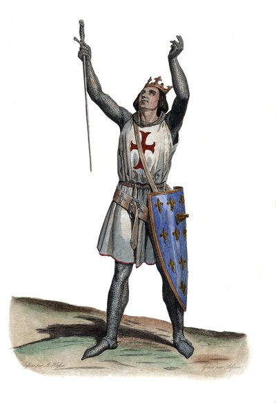 Portret Ludwika IX Francji (Saint Louis) (1214-1270), króla Francji. ilustracja z „” Francuskiego Plutarcha”” Edmonda Mennechet autorstwa French School