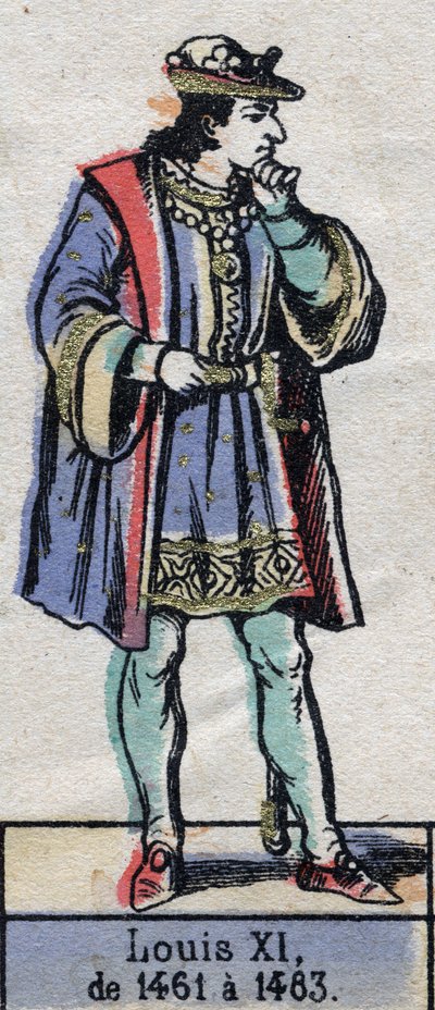 Portret Ludwika XI z Francji, zwanego Roztropnym (1423-1483) (dynastia Kapetów). Ilustracja z końca XIX wieku. autorstwa French School