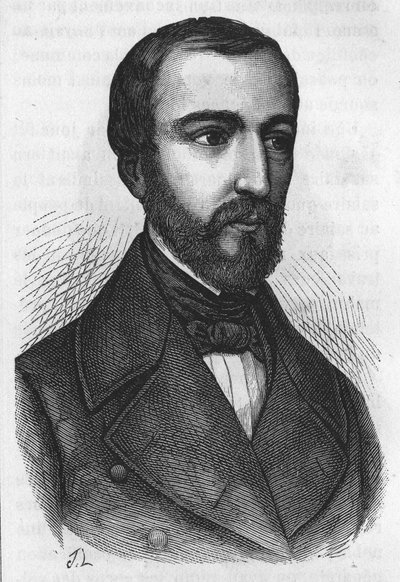 Portret M. de Falloux, francuskiego polityka (1811 - 1886). Grawer z L