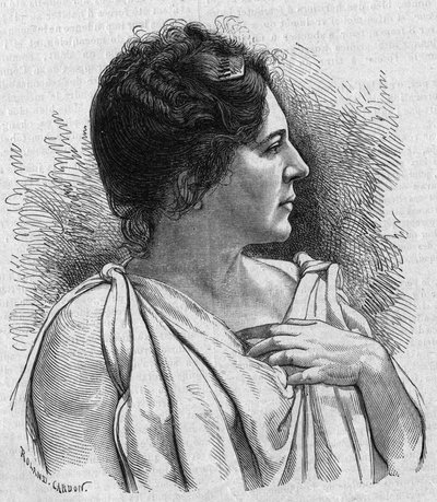 Portret Madame Agar (Marie Leonide Charvin, dt) (1836-1891), francuskiej komiczki. Grawer w „La gazette du dimanche” z dnia 21 listopada 1895 r. autorstwa French School