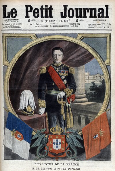 Portret Manuela II króla Portugalii (1889-1932) podczas jego wizyty w Paryżu - „Le Petit Journal” z 5 grudnia autorstwa French School