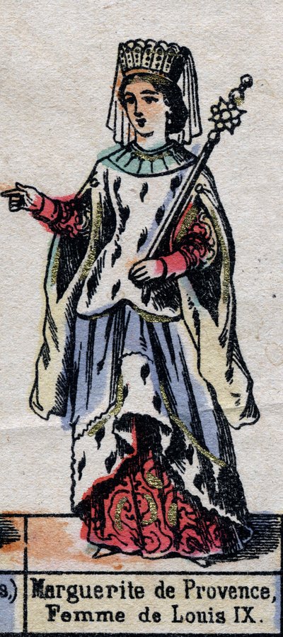 Portret Marguerite de Provence (1221-1295), żony Ludwika IX z Francji. (dynastia Kapetyńska). Ilustracja pod koniec XIX wieku. autorstwa French School