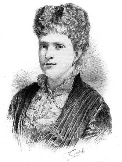 Portret Marii Pii, królowej Portugalii (1847-1911). Grawerowanie w „”Le Monde Illustré”, 22 maja 1886. autorstwa French School