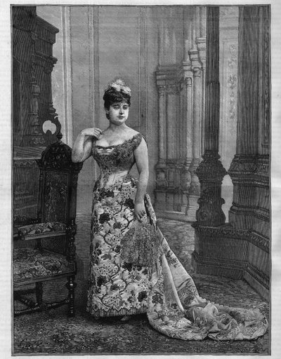 Portret Marie Heilbronn (Heilbron) (1849-1886), belgijskiej sopranistki. Grawerowanie w "" Le Monde Illustré "" autorstwa French School