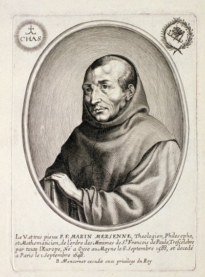Portret Marin Mersenne (1588-1648) grawerowany przez Balthazara Moncorneta (ok. 1600-68) autorstwa French School