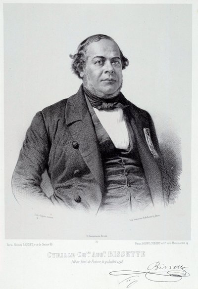 Portret martyńskiego polityka Cyrille Charlesa Auguste Bissette (1795-1858), wielkiego zwolennika zniesienia niewolnictwa we Francji. Grawerowanie XIX-wiecznego Chartres, Musee des Beaux Arts autorstwa French School