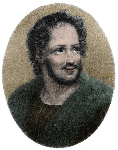Portret Mathurina Regniera Francuskiego poety (1573-1613) - Portret Mathurina Regniera (1573-1613), francuskiego satyryka, Grawer autorstwa French School