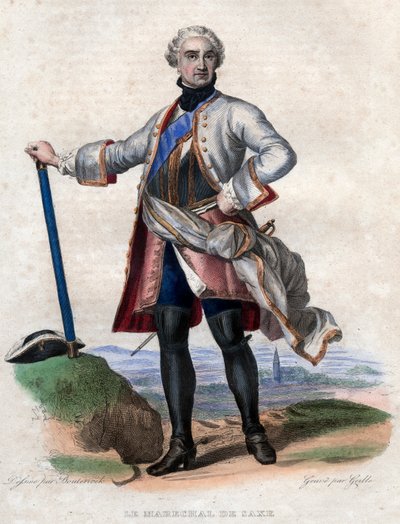 Portret Maurice de Saxe (1696-1750), niemieckiego wojska w służbie francuskiej i marszałka generalnego Francji. autorstwa French School