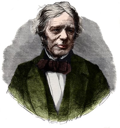 Portret Michaela Faradaya (1791-1867), angielskiego chemika i fizyka. autorstwa French School