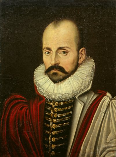 Portret Michela Eyquema de Montaigne (1533-1592), francuskiego filozofa humanisty. Malarstwo Szkoły Francuskiej z pierwszej ćwierci XVII wieku. Wymiary 0,70 x 0,52 m autorstwa French School