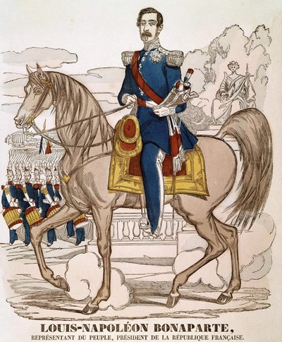 Portret Napoleona III - przedstawiciela narodu, prezydenta Republiki Francuskiej. (Charles Louis Napoleon Bonaparte) (1808 - 1873). Obraz kręgosłupa. autorstwa French School
