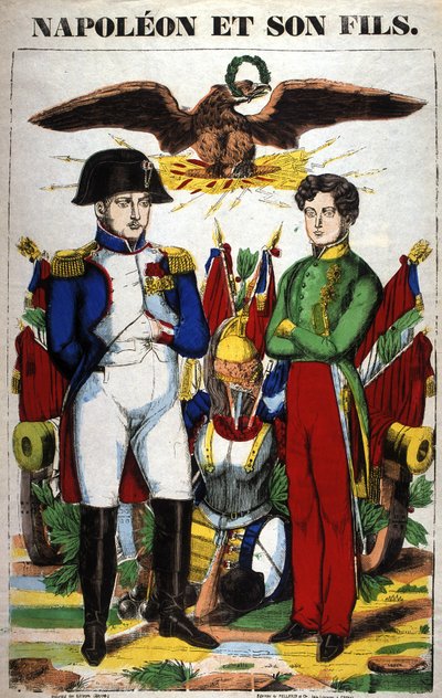 Portret Napoleona I i jego syna, Napoleona II. Obraz Epinal autorstwa French School