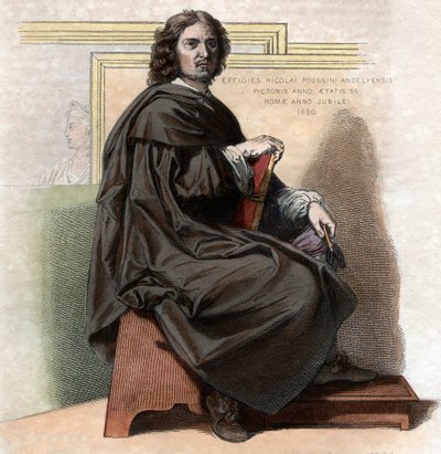 Portret Nicolasa Poussina (1594-1665), francuskiego malarza. autorstwa French School