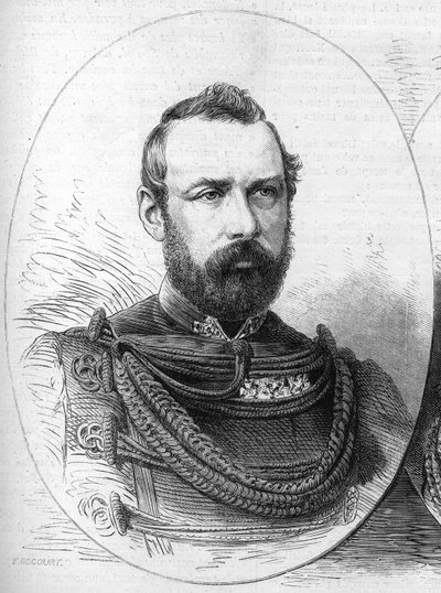 Portret Oscara II (1829-1907), króla Szwecji i Norwegii. Grawer w „”Le Monde Illustré””n°807 z 28 września 1872 r. autorstwa French School