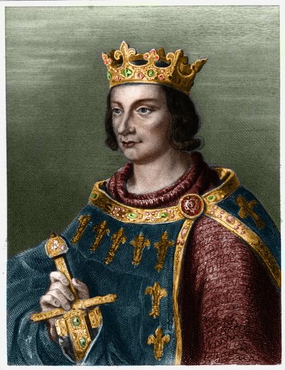 Portret Filipa III z Francji, znanego jako Philippe le Hardi (1245-1285) (dynastia Kapetyjczyków).- w „Histoire des Francais” Lavallee, rycina, sd. autorstwa French School