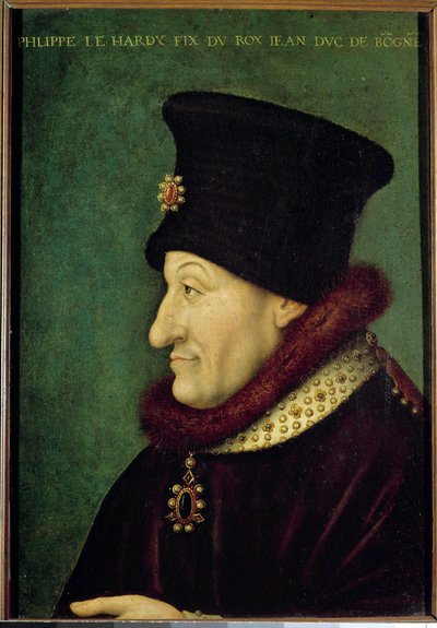 Portret Filipa II Hardiego (1342-1404) Księcia Burgundii w 1363 r. Obraz szkoły francuskiej. 16 wiek. Słońce 0,42x0,29 m² autorstwa French School
