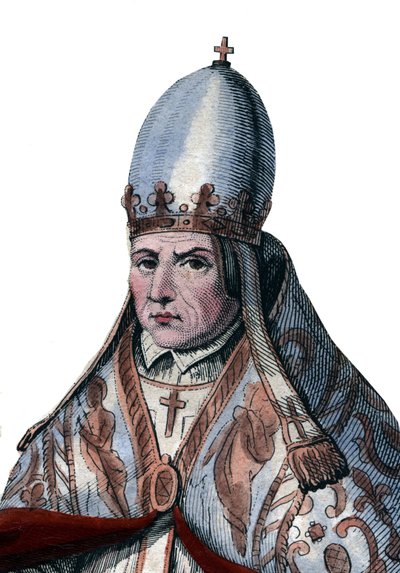 Portret papieża Sylwestra II (lub Sylwestra II) (ok. 938-1003). autorstwa French School