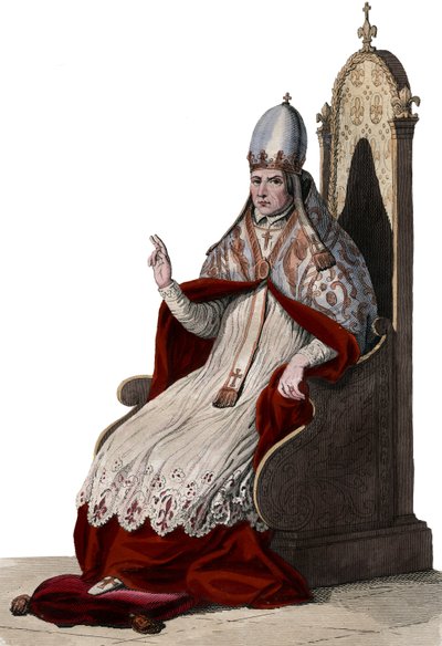 Portret papieża Sylwestra II (lub Sylwestra II) (ok. 938-1003). autorstwa French School