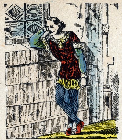 Portret księcia Karola Lotaryngii (Karol I Lotaryński) (953-991) znajduje się w Orleanie w 991 r. (Karol, książę Dolnej Lotaryngii uwięziony przez Hugh Capeta w Orleanie, gdzie zmarł niedługo później, 991 r.) Obraz Epinal Prywatny XIX w autorstwa French School