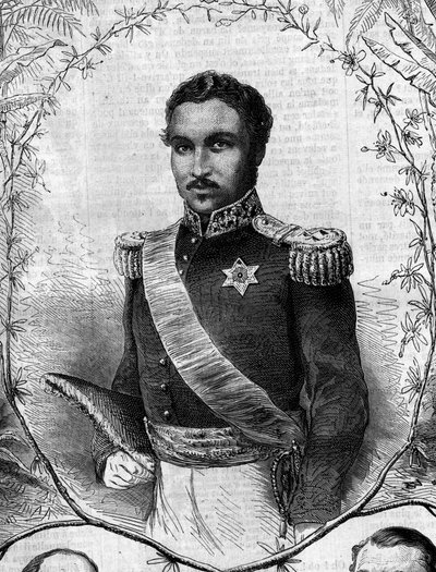 Portret Radamy II (1829-1863), króla Madagaskaru. Grawer w „Le Monde Illustré” nr 268 z dnia 31 maja 1862 r. autorstwa French School