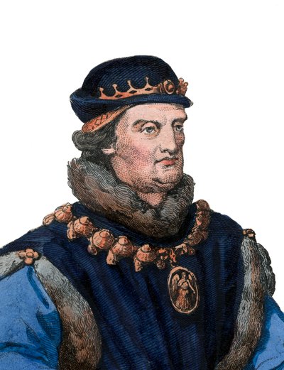 Portret Rene z Anjou, znanego również jako król Neapolu Rene I (1409-1480). autorstwa French School