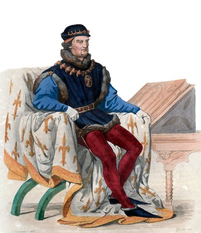 Portret Rene z Anjou, znanego również jako król Neapolu Rene I (1409-1480). autorstwa French School