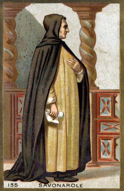 Portret Savonaroli (1452-1498) Girolamo Savonaroli. Chromolitografia z końca XIX wieku. autorstwa French School