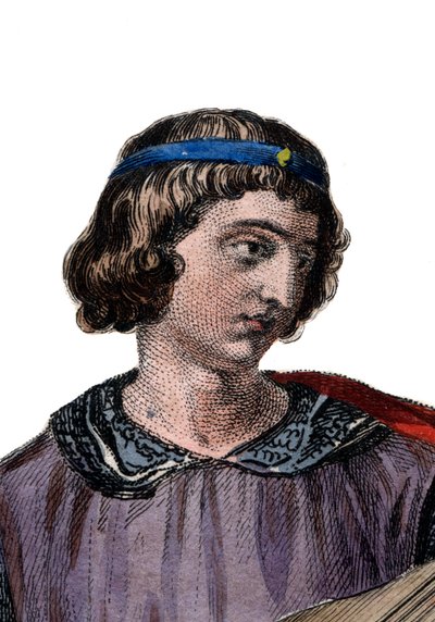 Portret Teobalda I (1201-1253), hrabiego Szampanii (jako Teobalda IV) od urodzenia i króla Nawarry od 1234 roku. autorstwa French School