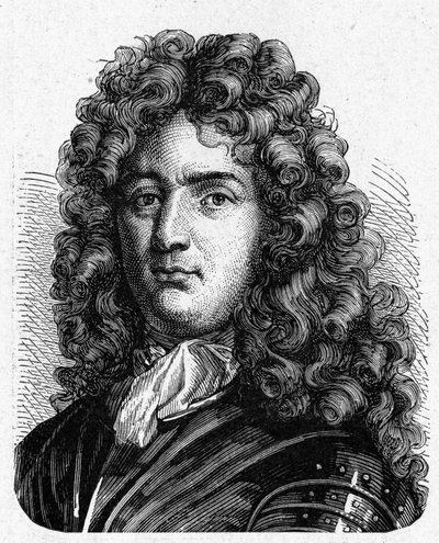 Portret Vaubana (1633-1707). (Sébastien Le Prestre de Vauban) (marszałek Francji i inżynier wojskowy) - w „Albumie nauki”; wybitni naukowcy; Wielkie odkrycia”” 1896. autorstwa French School