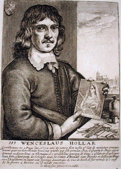Portret Wacława Hollara (1607-77) (rycina) autorstwa French School