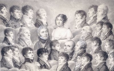 Portret Młodej Damy w otoczeniu Wielbicieli, autorstwa French School