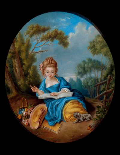 Portret dziewczyny, czytanie. Szkoła francuska XVIII wieku. Dz. Część. autorstwa French School