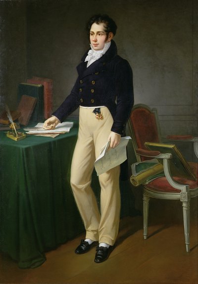 Portret młodego mężczyzny trzymającego Journal des Sourds-Muets et Aveugles, ok. 1830-40 autorstwa French School