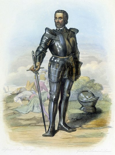 Portret rycerza Bayarda (1475-1524) - w „Le Plutarch francais””, red. Mennechet autorstwa French School
