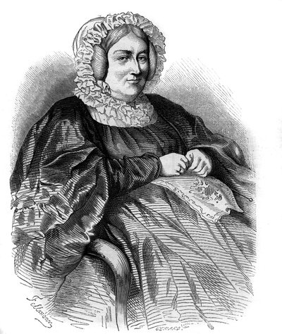 Portret markizy de La Rochejaquelein (La Rochejaquelein) (z domu Marie Louise Victoire de Donnissan lub Donissan) (1772-1857), francuskiej pisarki. Grawerunek z 1858 roku. autorstwa French School