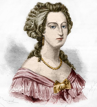Portret markizy Boufflers Marie Francoise Catherine de Beauvau Craon (1711-1787). Grawer w „Historii prostytucji i rozpusty wśród wszystkich narodów świata od starożytności do dnia dzisiejszego” autorstwa dr Th. -F. Debray. 1879. autorstwa French School