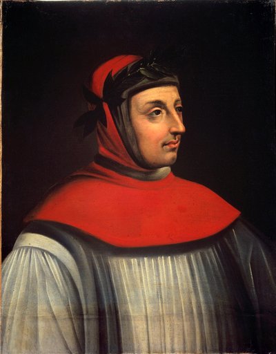Portret poety Francesco Petraca dit Petrarque (1304-1374) Obraz szkoły francuskiej z XVII wieku. Ciemny. 0,73 x 0,57 m Wersal. Musee Du Chateau - Portret poety Francesco Petrarki zwanego Petrarką (1304-1374). Malowanie Frenc autorstwa French School