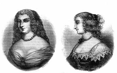 Portrety „Mademoiselle de la Fayette (Louise de La Fayette 1618-1665) i Mademoiselle de Hautefort (Marie de Hautefort autorstwa French School