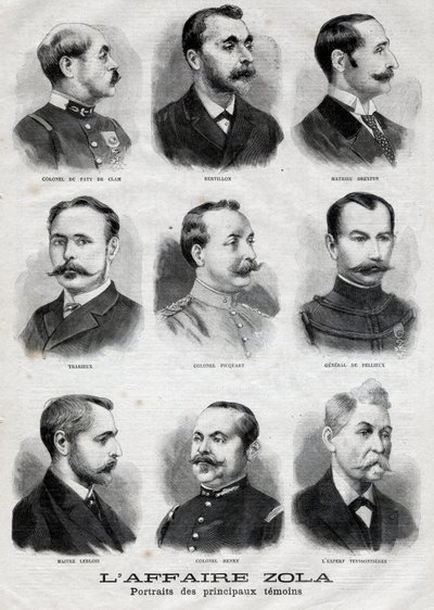 Portrety głównych świadków afery Dreyfusa Zoli w „Le Petit Journal”, 27 lutego autorstwa French School