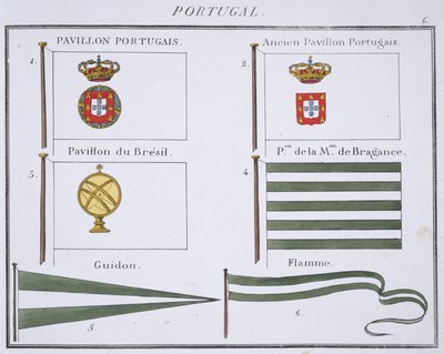 Flagi portugalskie, z francuskiej księgi flag, c.1819 autorstwa French School