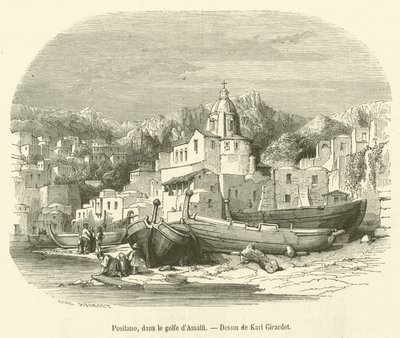 Positano, w Zatoce Amalfi (grafika) autorstwa French School