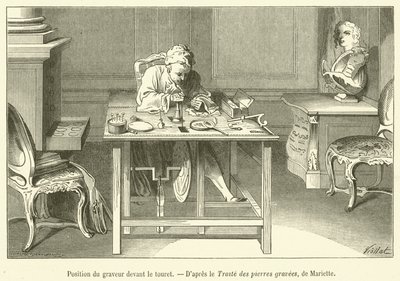Pozycja grawera przed rolką (grawerowanie) autorstwa French School