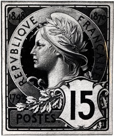 Znaczek pocztowy przedstawiający Mariannę, Oficjalne Przedstawicielstwo Republiki Francuskiej, ok. 1930 r. 1893 autorstwa French School