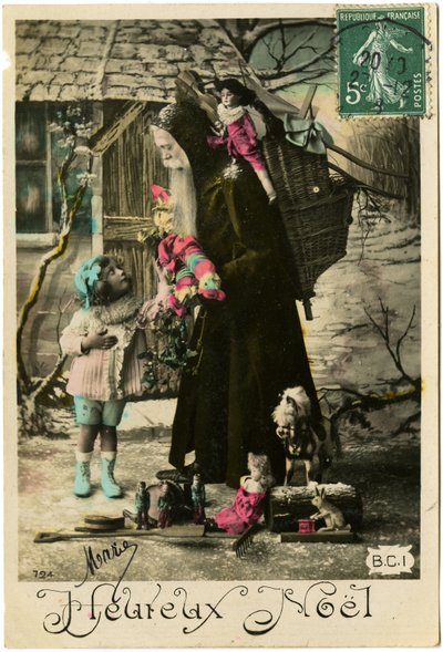 Pocztówka: Wesołych Świąt, Mary (papier drukowany) autorstwa French School