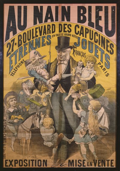 Plakat reklamujący Au Nain Bleu, ok. 1890 autorstwa French School