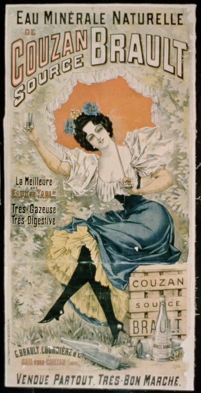 Plakat reklamujący naturalną wodę mineralną Brault z Couzan autorstwa French School