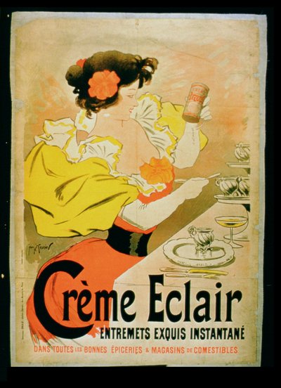 Plakat reklamujący Creme Eclair Instant Dessert autorstwa French School