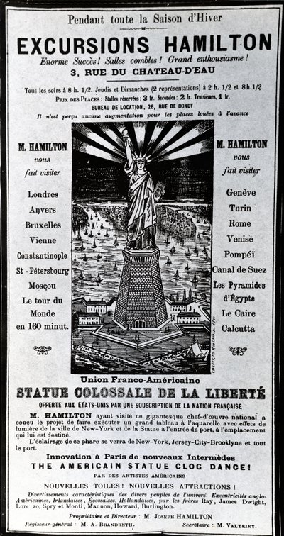 Plakat reklamujący Wycieczki Hamilton, ok. 1890 autorstwa French School